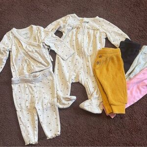 Infant Girls bundle Of 7 Footie Pj’s Pants Top & Bottom Carters, Old Navy 0-3